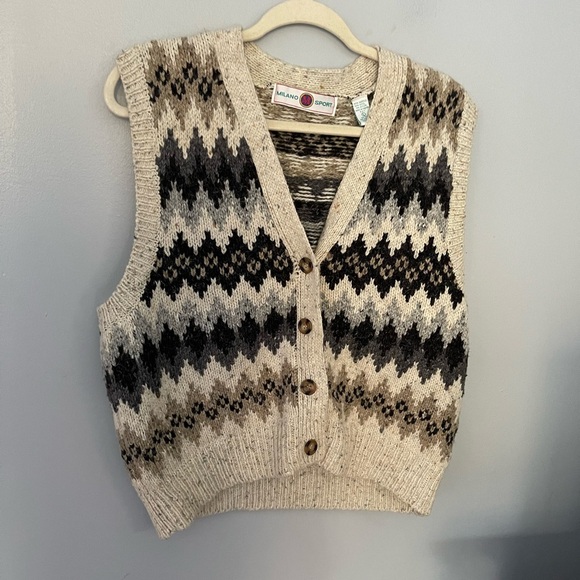 Vintage Jackets & Blazers - Milano sport vintage knit sweater vest L